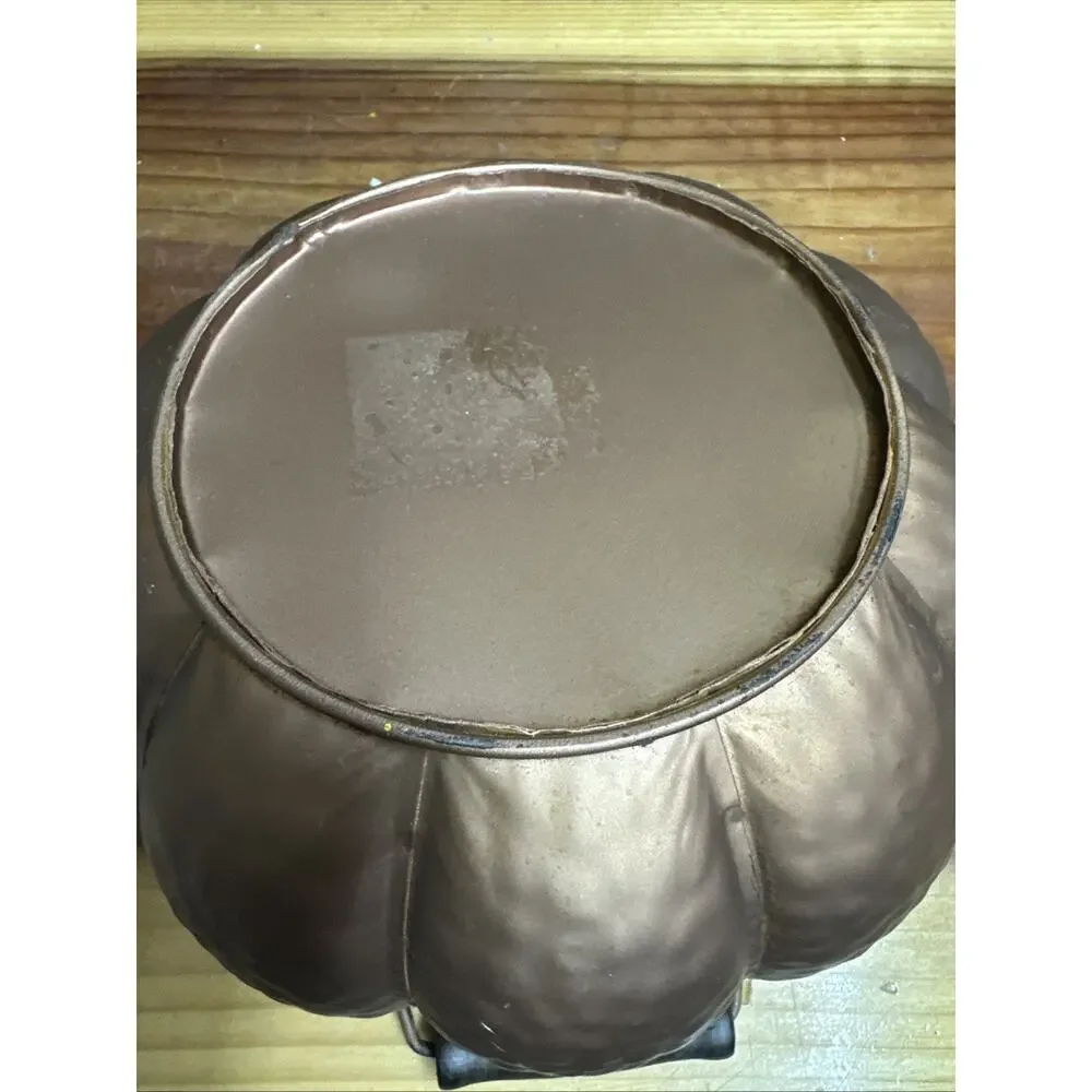 Ashland Fall Bronze Tone Pumpkin Pail Decorative Container Halloween Autumn - Picture 6 of 6